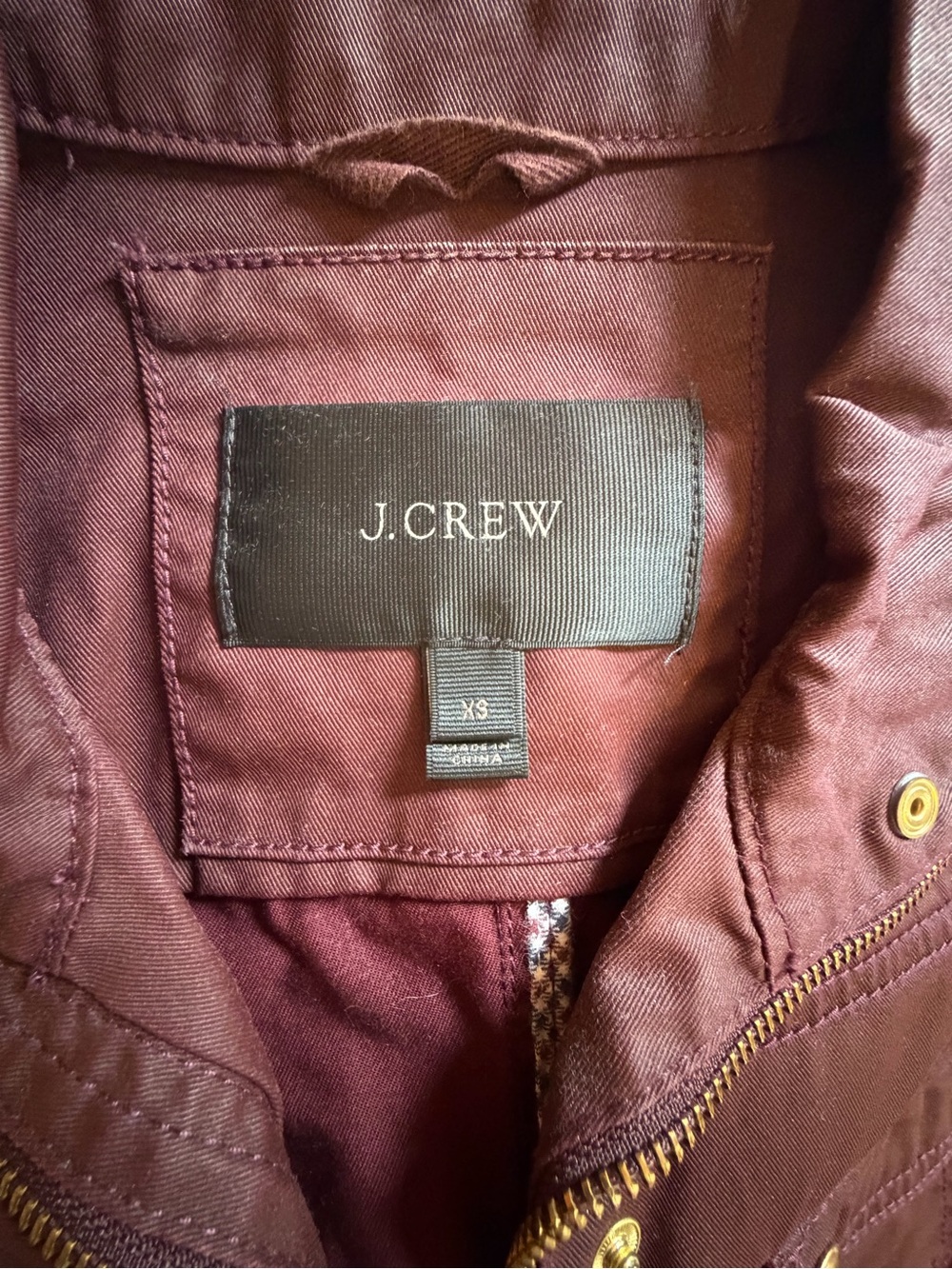 J. Crew Women's Burgundy Utility Field Jacket with Gold Hardware - Picture 4 of 4